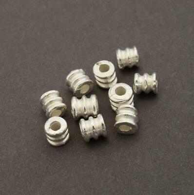 Metal beads 4-5mm silver plated 10 pieces barrel spacer beads tube